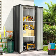 Aoxun 2.5×1.5ft Metal Garden Storage Cabinet Outdoor Vertical Shed Black