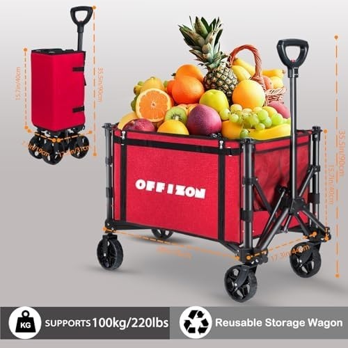 Heavy Duty Foldable Red Camping & Shopping Trolley 330lbs Utility Wagon