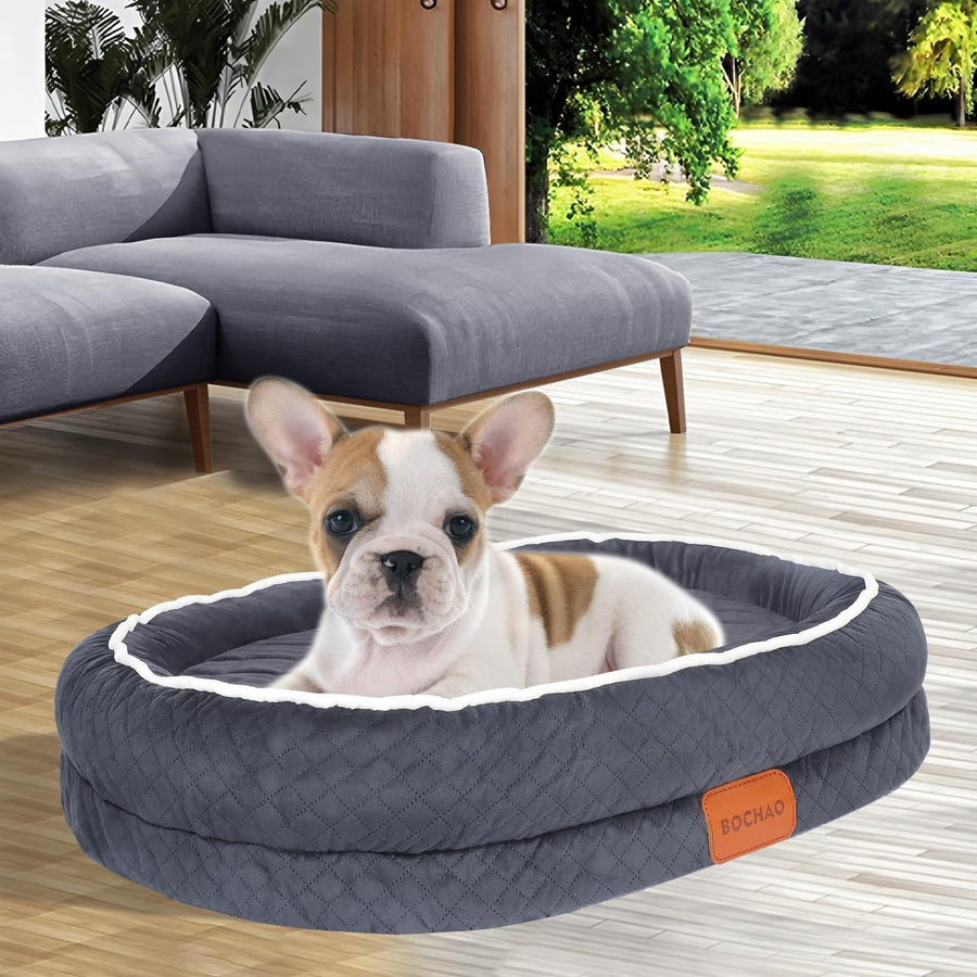 Gray Orthopedic Dog Bed 90x70cm Washable Sofa