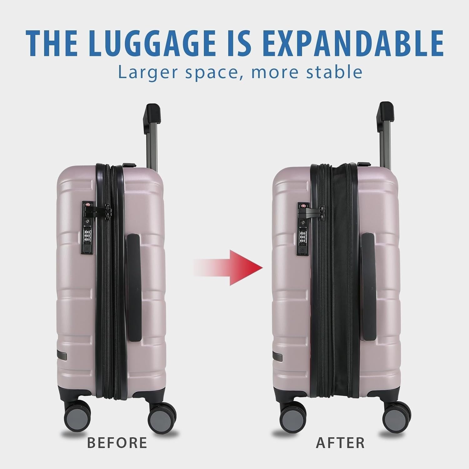 Light Purple 20 Inch Carry On Suitcase PC Hard Shell Expandable Spinner