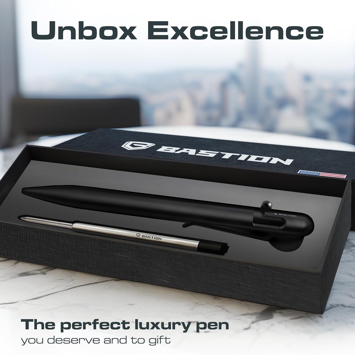 Luxury Slim Blue Ballpoint Pen – Aluminium, Bolt Action, Gift Ready