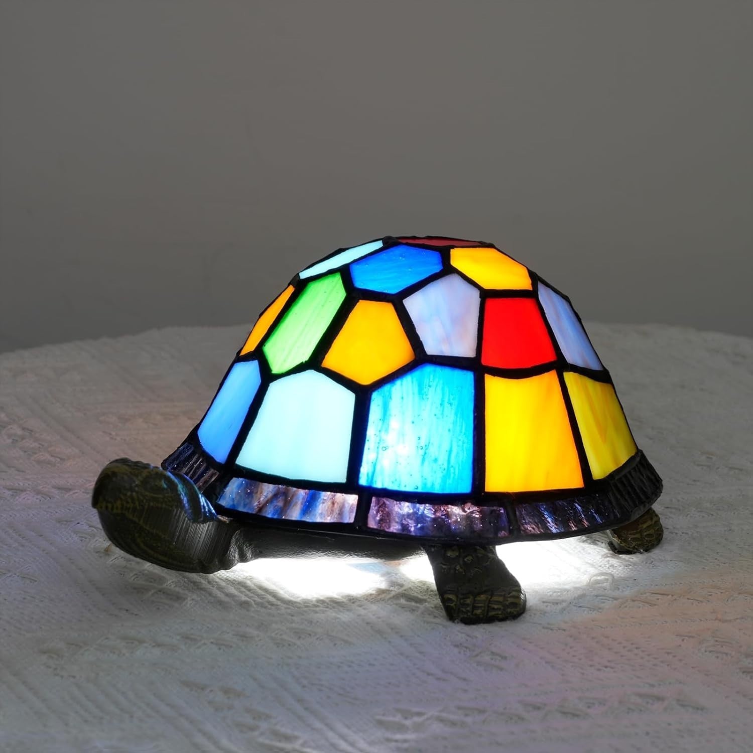 Stained Glass Turtle Lamp Night Light | Kids Room Decor | Table & Desk Lamp