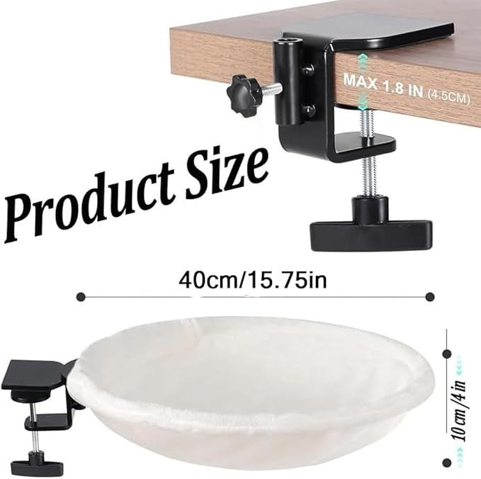 180° Rotating Cat Desk Nest Faux Fur Semi Circle Bed White