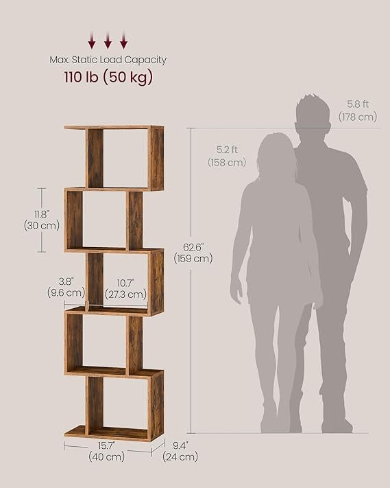 6-Tier Rustic Brown Bookcase Room Divider Modern Cube Storage Display Shelf 159