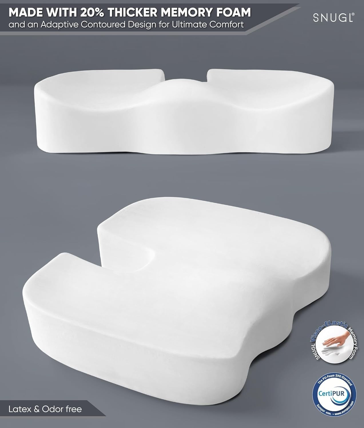 Orthopedic Memory Foam Seat Cushion Coccyx Tailbone Chair Back Support