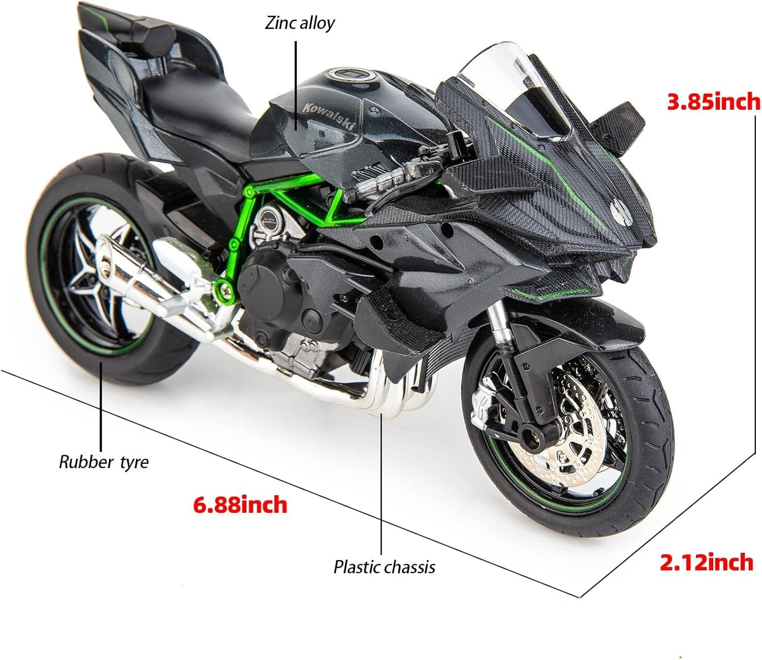 1:12 Scale Diecast Motorcycle Model with Rotating Wheels & Realistic Details