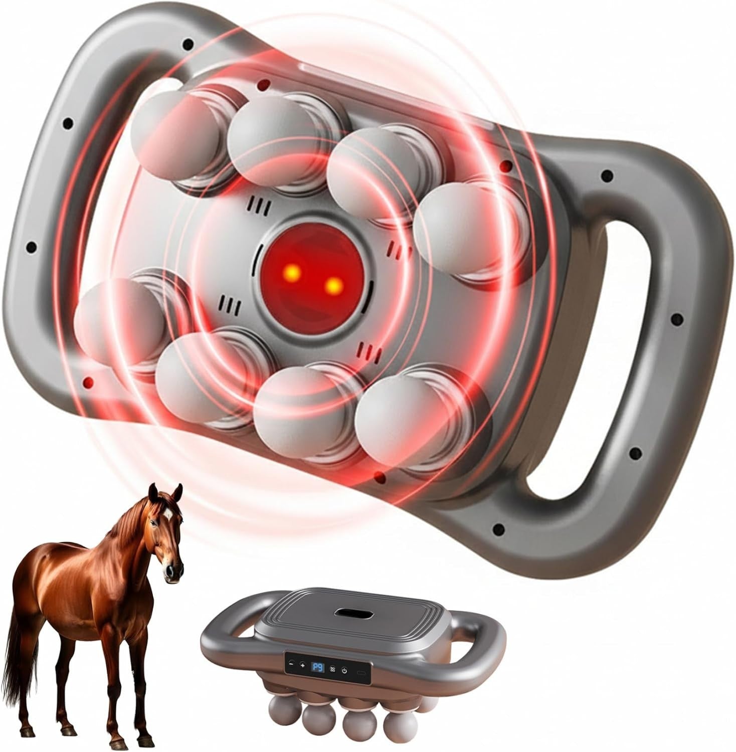 Multi Head Massage Gun Deep Tissue Muscle Relief 30 Levels Red Light Therapy