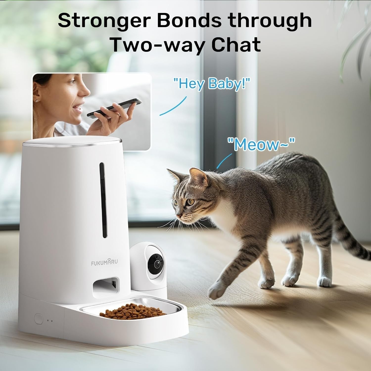 Smart Cat Feeder with Camera 1080P WiFi App Control 2 Way Audio