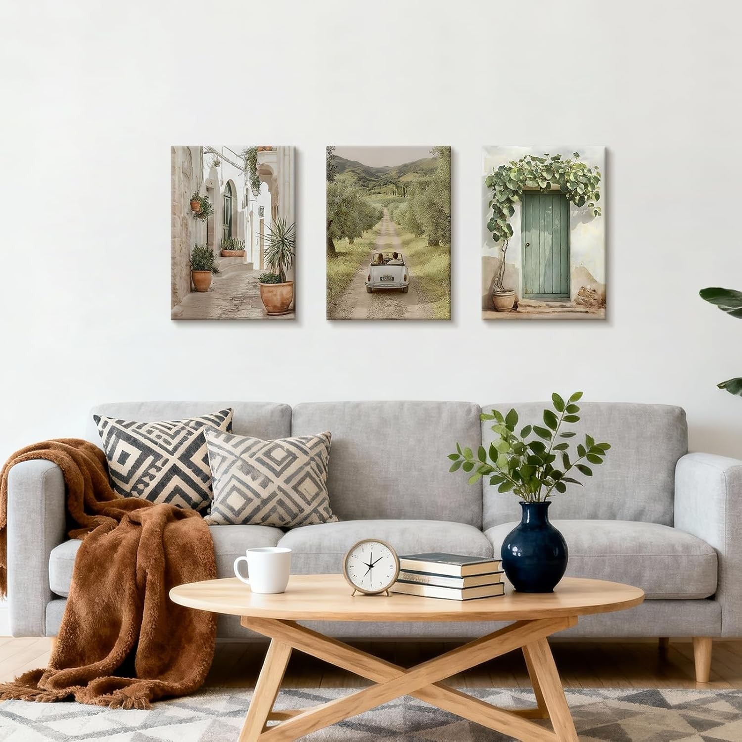 Set of 3 Vintage Italy Landscape Canvas Wall Art 30x40cm