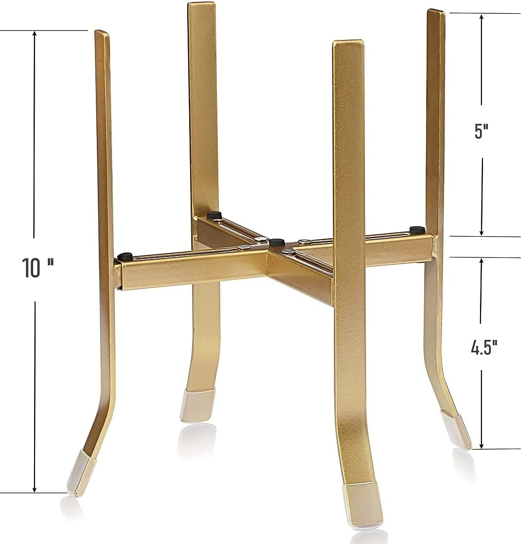 Adjustable Gold Metal Plant Stand Indoor Outdoor Fits 8–12 Inch Pots Modern