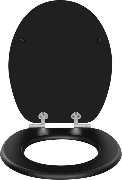 Soft Close O-Shaped Toilet Seat Quick Release MDF Matte Black Heavy Duty
