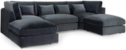 Luxury U Shape Sofa Bed High Back Black Velvet Corner Couch 5 Seater