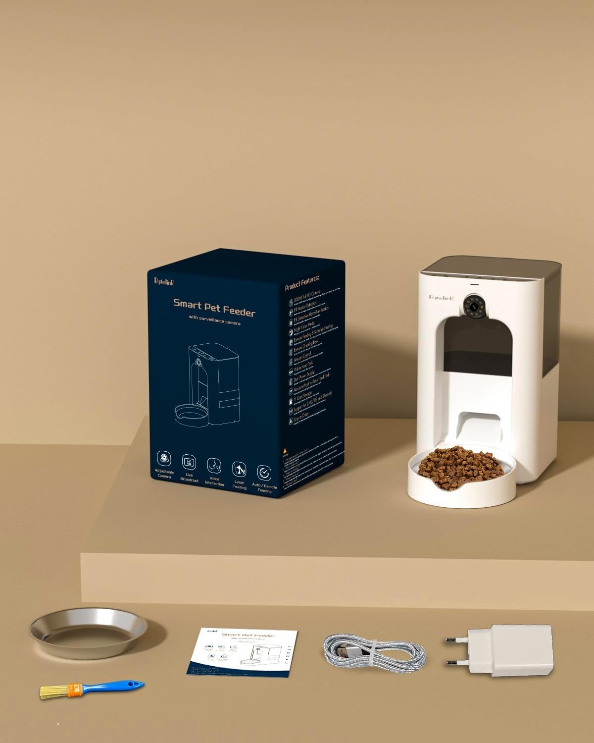 Smart Cat Feeder Camera WiFi App Control 1080P HD 4L Auto Dispenser