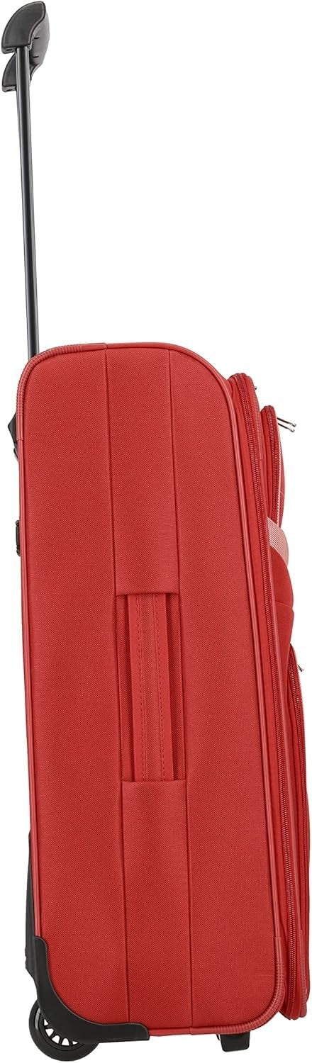 Medium Soft Shell Travel Suitcase 2 Wheel Trolley 63cm 58L Red