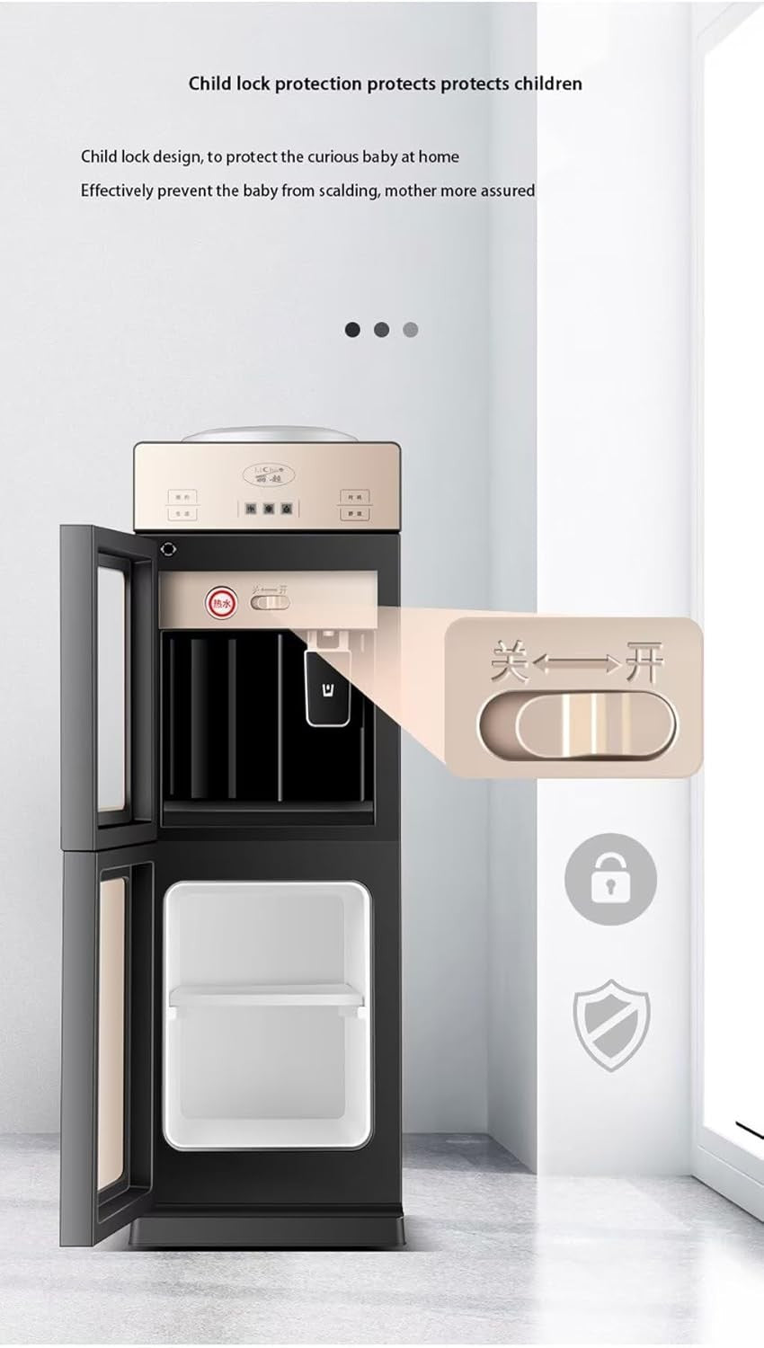 Freestanding Water Dispenser Hot Cold Floor Standing Glass Panel