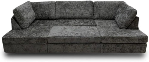 U Shape 5 Seater Corner Sofa w/ Footstool – Foam Filled Chenille Couch
