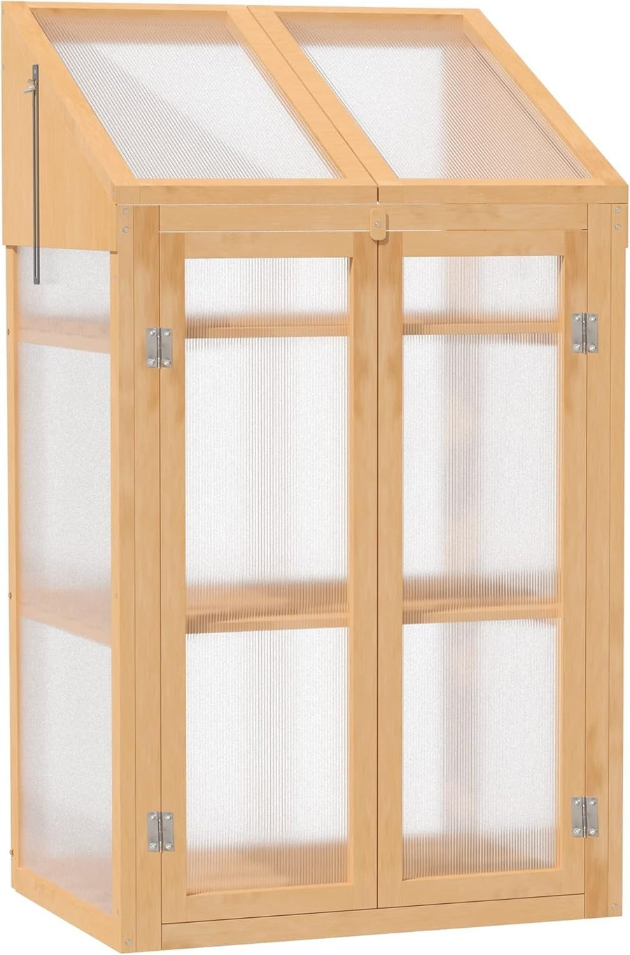 Wooden Cold Frame Greenhouse Double Door Polycarbonate Top Cover 120cm
