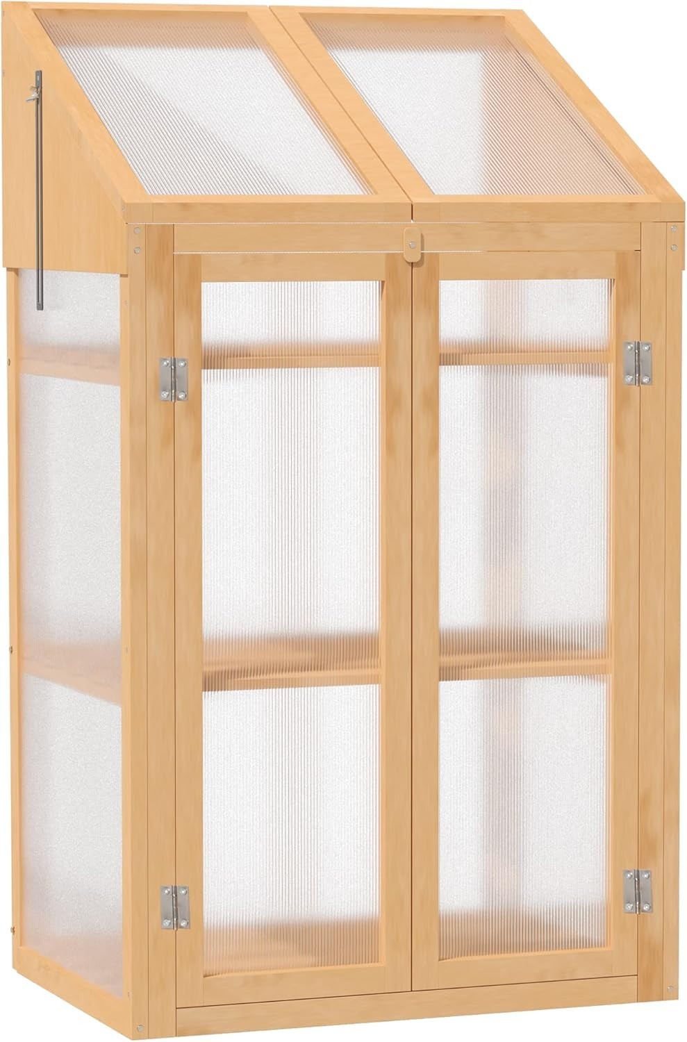 Wooden Cold Frame Greenhouse Double Door Polycarbonate Top Cover 120cm