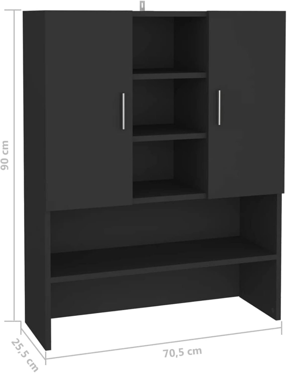 Washing Machine Storage Cabinet Laundry Bathroom Cupboard Shelves Black