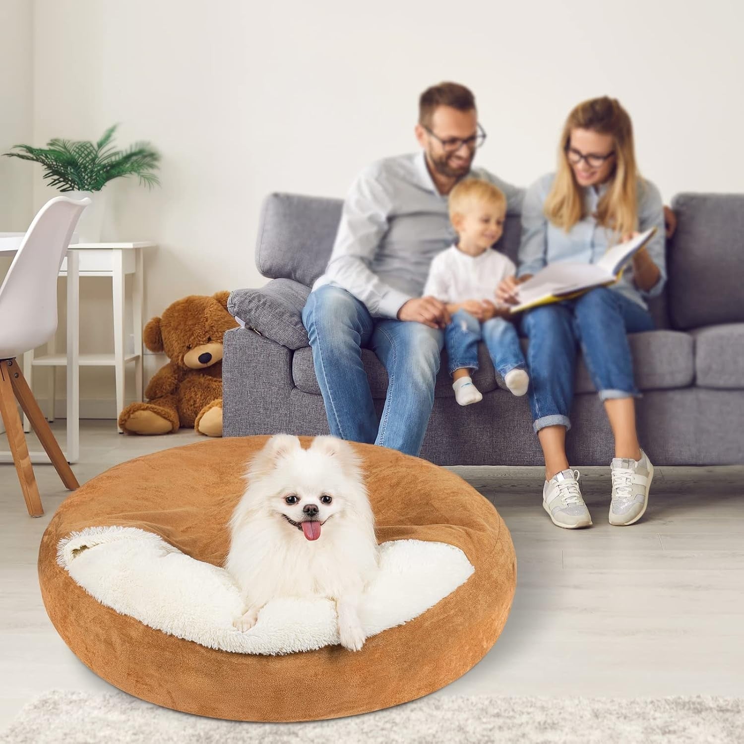 Large Hooded Donut Dog Bed 77x77x20cm Washable
