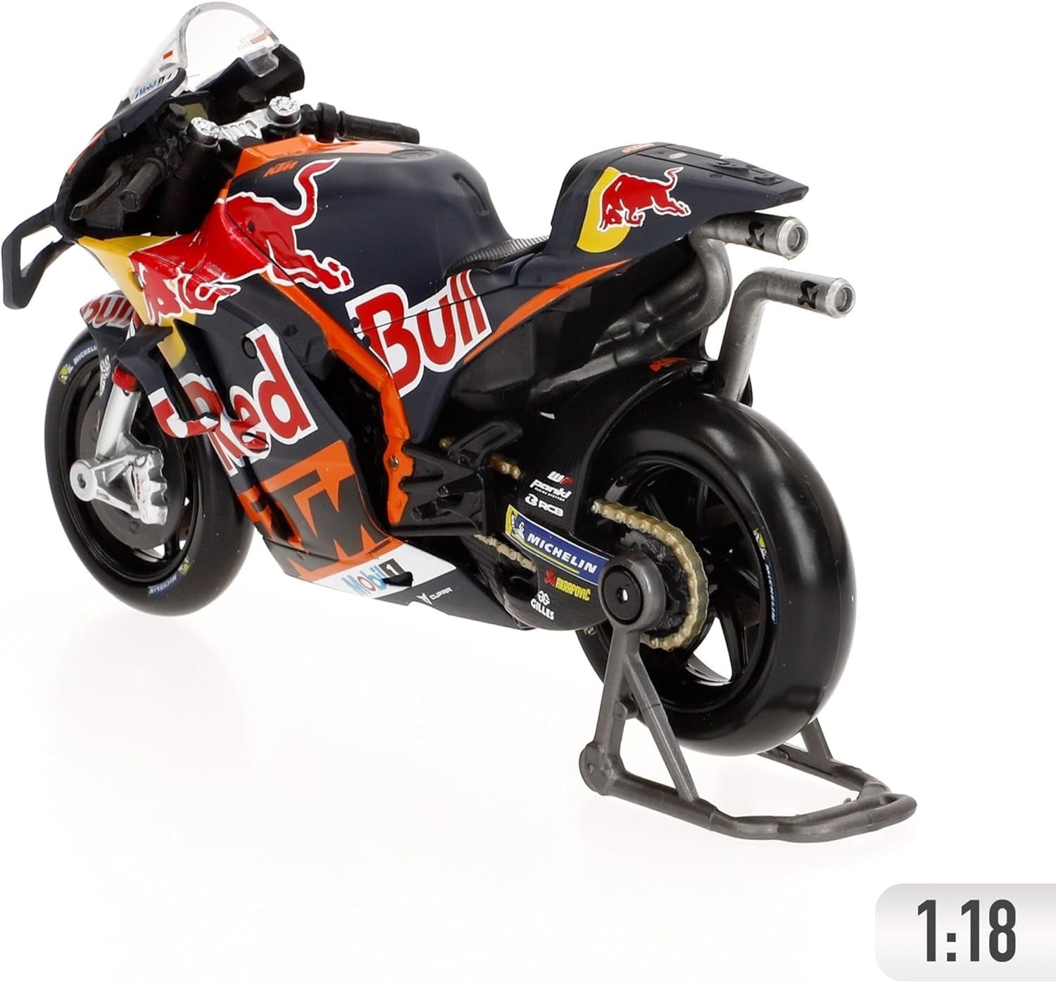 Detailed Die-Cast Red Bull Replica Motorbike Model with Display Stand
