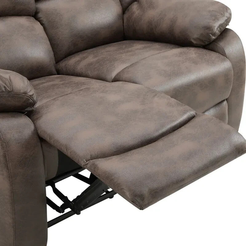 2 Seater Manual Recliner Sofa Brown Faux Leather Padded Armrests