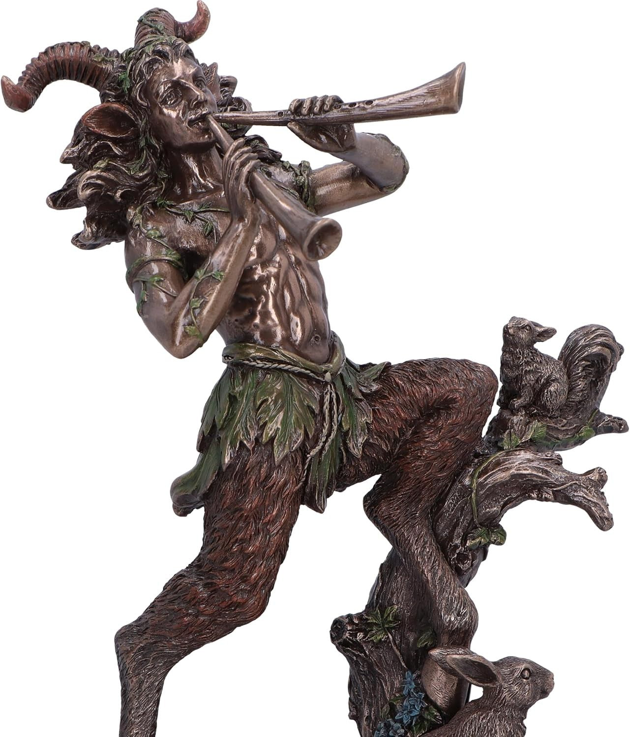 Bronze Satyr Figurine 21.5cm Mythology Resin Sculpture Woodland Fantasy Decor