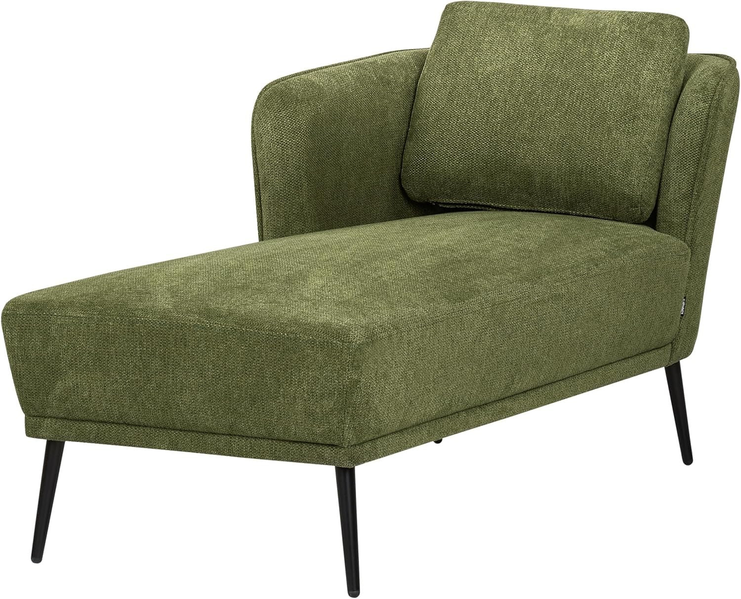 Retro Green Chaise Lounge Sofa Right Armrest Soft Fabric & Metal Legs