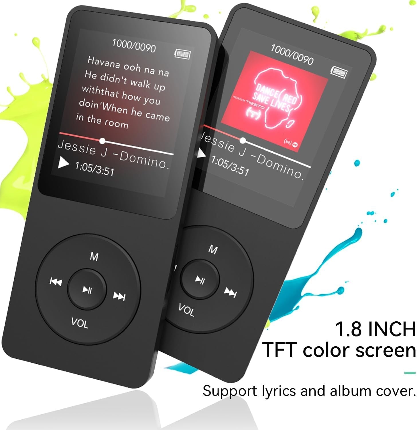 32GB MP3 Player Bluetooth 5.3 1.8" Screen Speaker FM 128GB