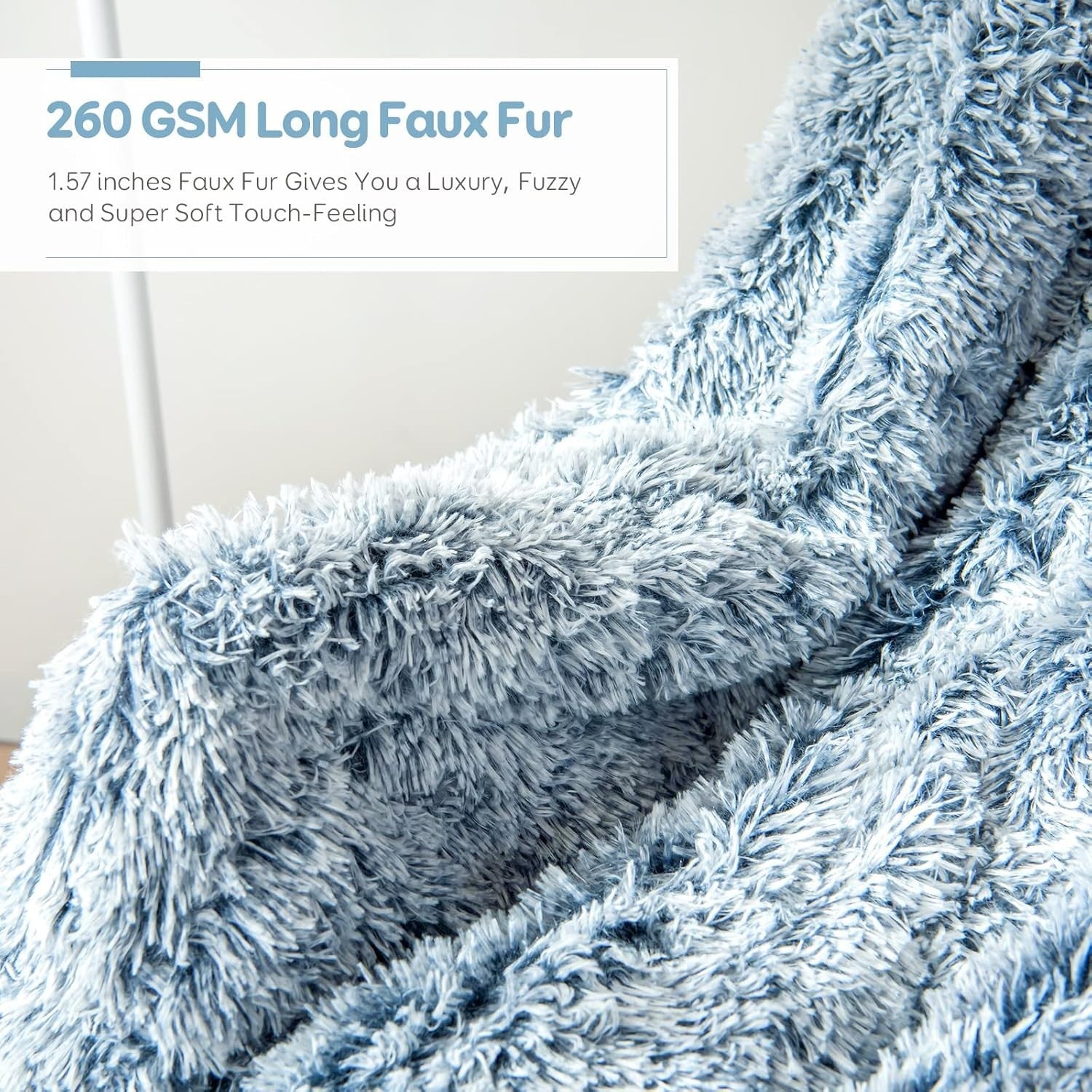 20lbs Weighted Blanket Morandi Blue 60x80" Faux Fur & Sherpa Cozy Warm