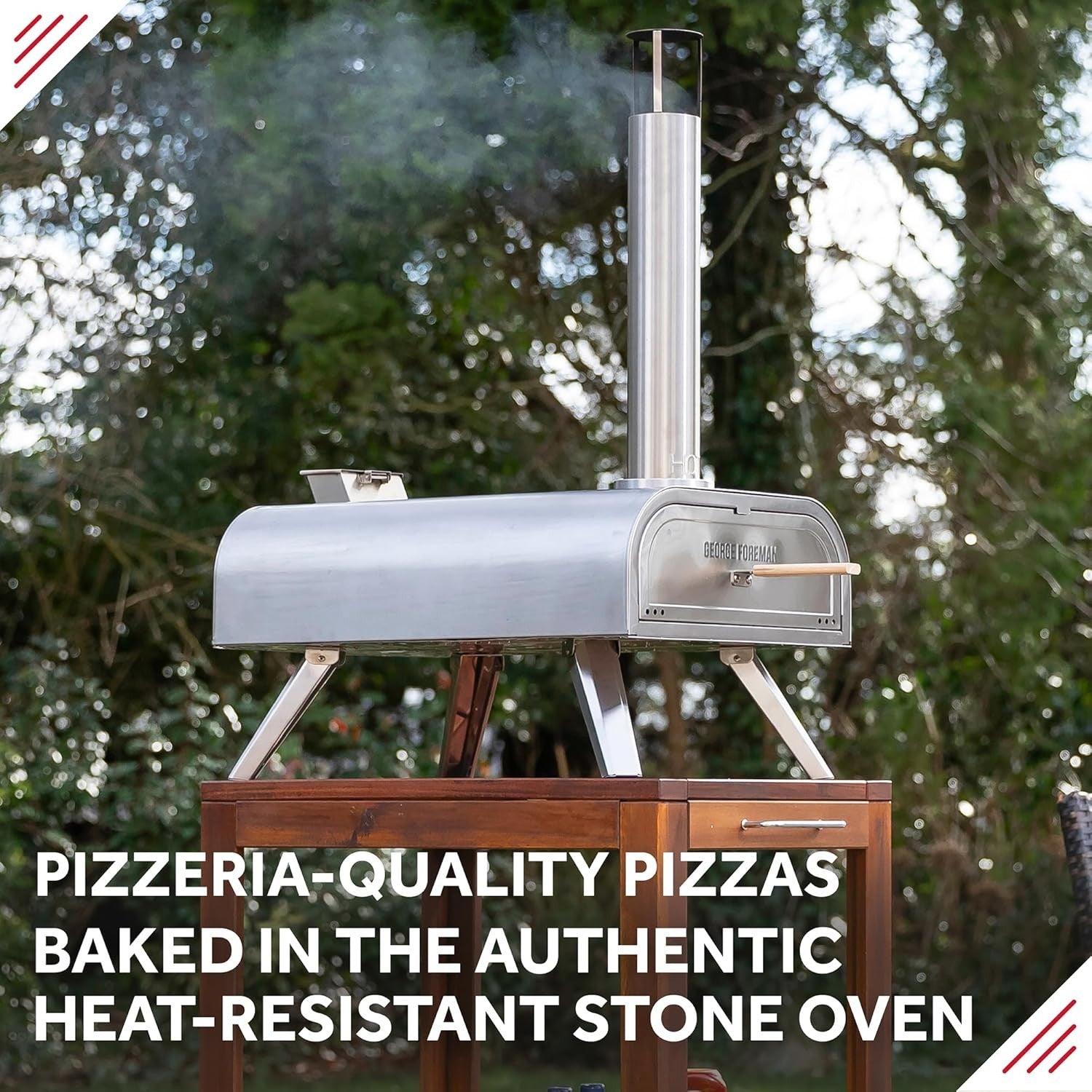 16" Wood Fired Outdoor Pizza Oven Stainless Steel BBQ Smoker Grill Portable