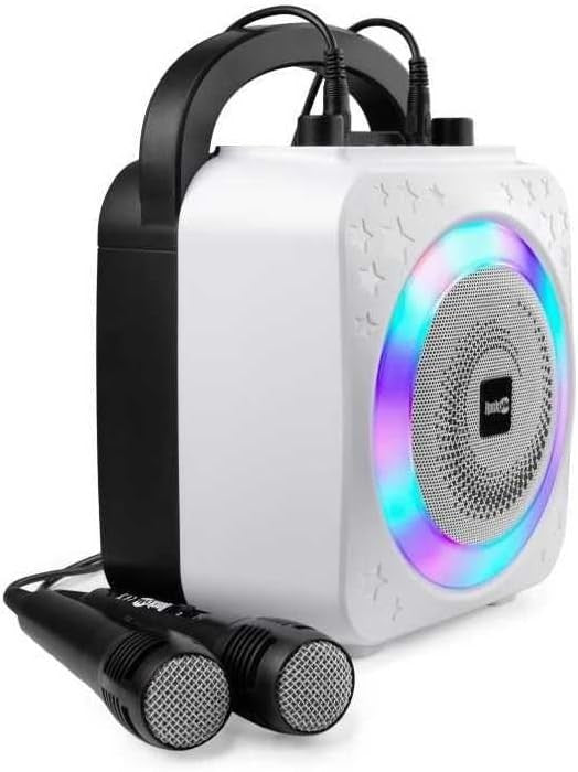 Bluetooth Karaoke Machine 10W with 2 Mics LED Party Speaker