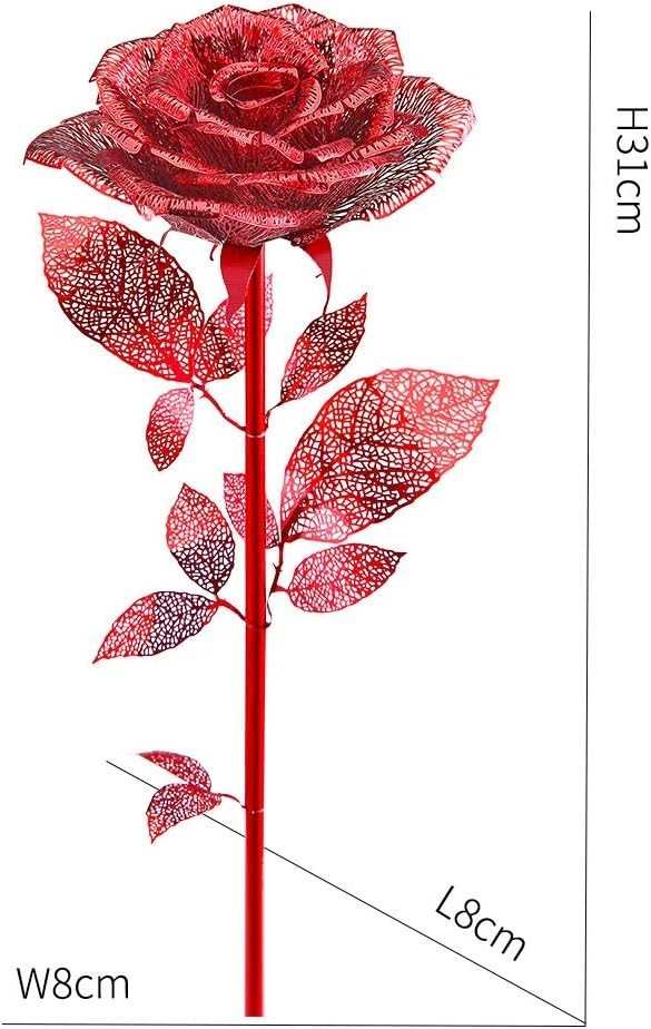 3D Stainless Steel Metal Rose Puzzle Kit, DIY Flower Model for Adults