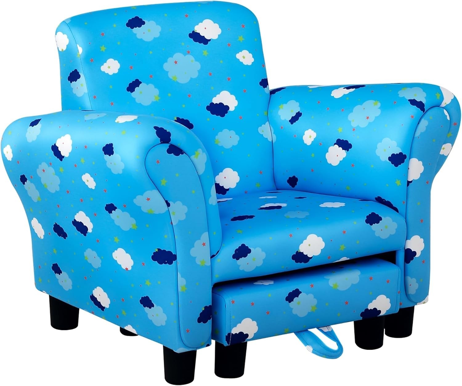 Toddler Armchair with Footrest Kids Sofa Chair Blue Cloud Star Design 18-36M