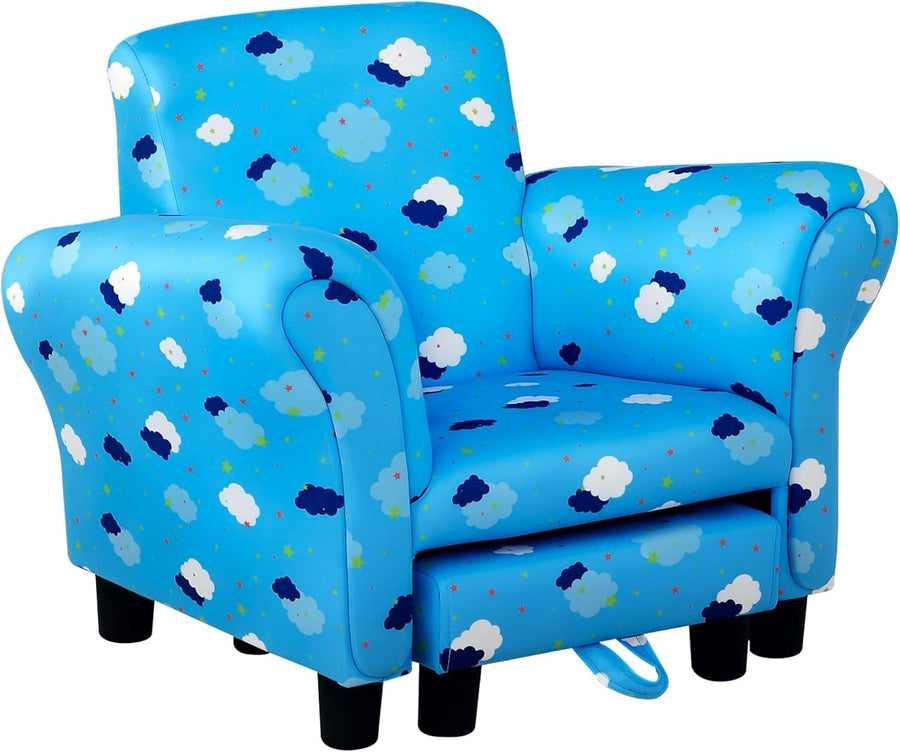 Toddler Armchair with Footrest Kids Sofa Chair Blue Cloud Star Design 18-36M