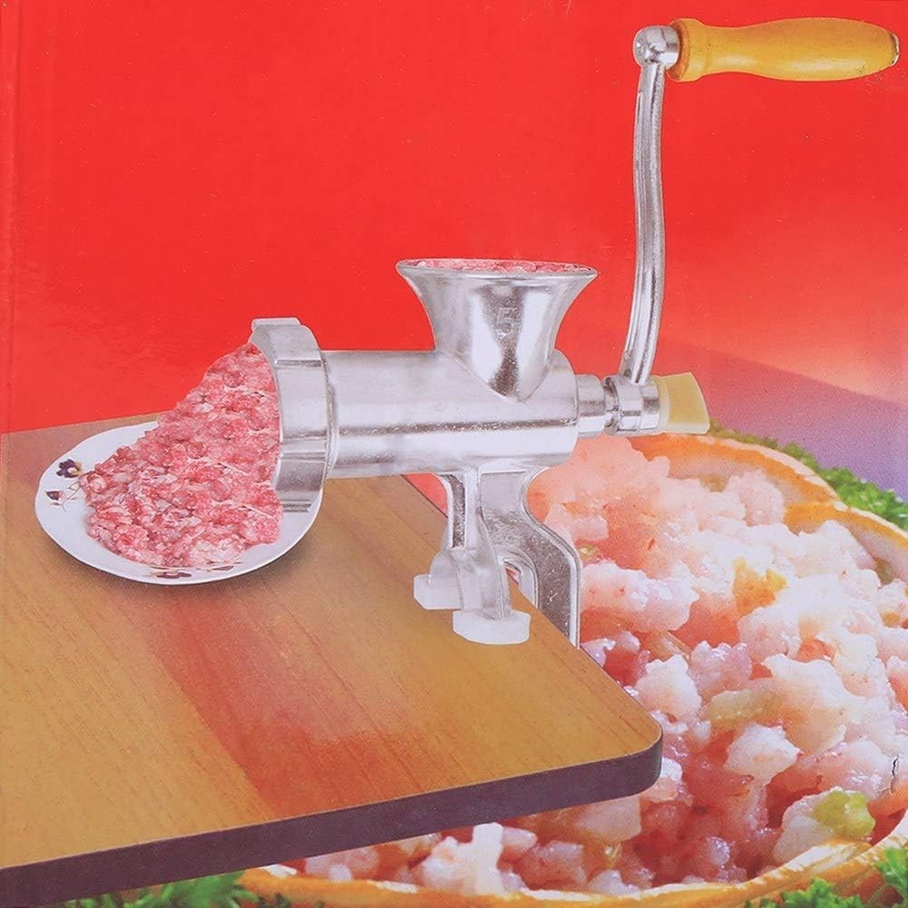 Manual Meat Grinder Hand Mincer Sausage Maker Table Clamp Silver