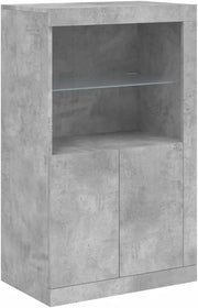 Concrete Grey Sideboard with LED Lights – Durable Storage Cabinet