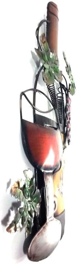 Metal Red Wine Wall Art Contemporary Kitchen Decor