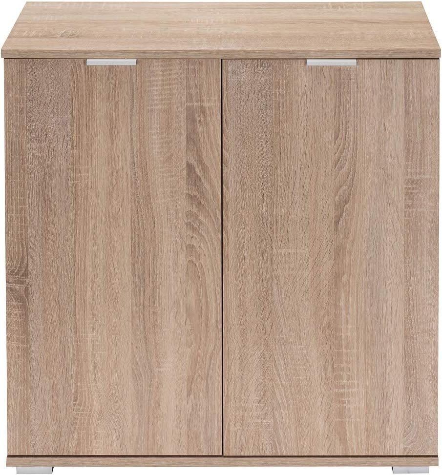 Oak Effect 2 Door Storage Cabinet 71x74cm | Modern Bookshelf Unit