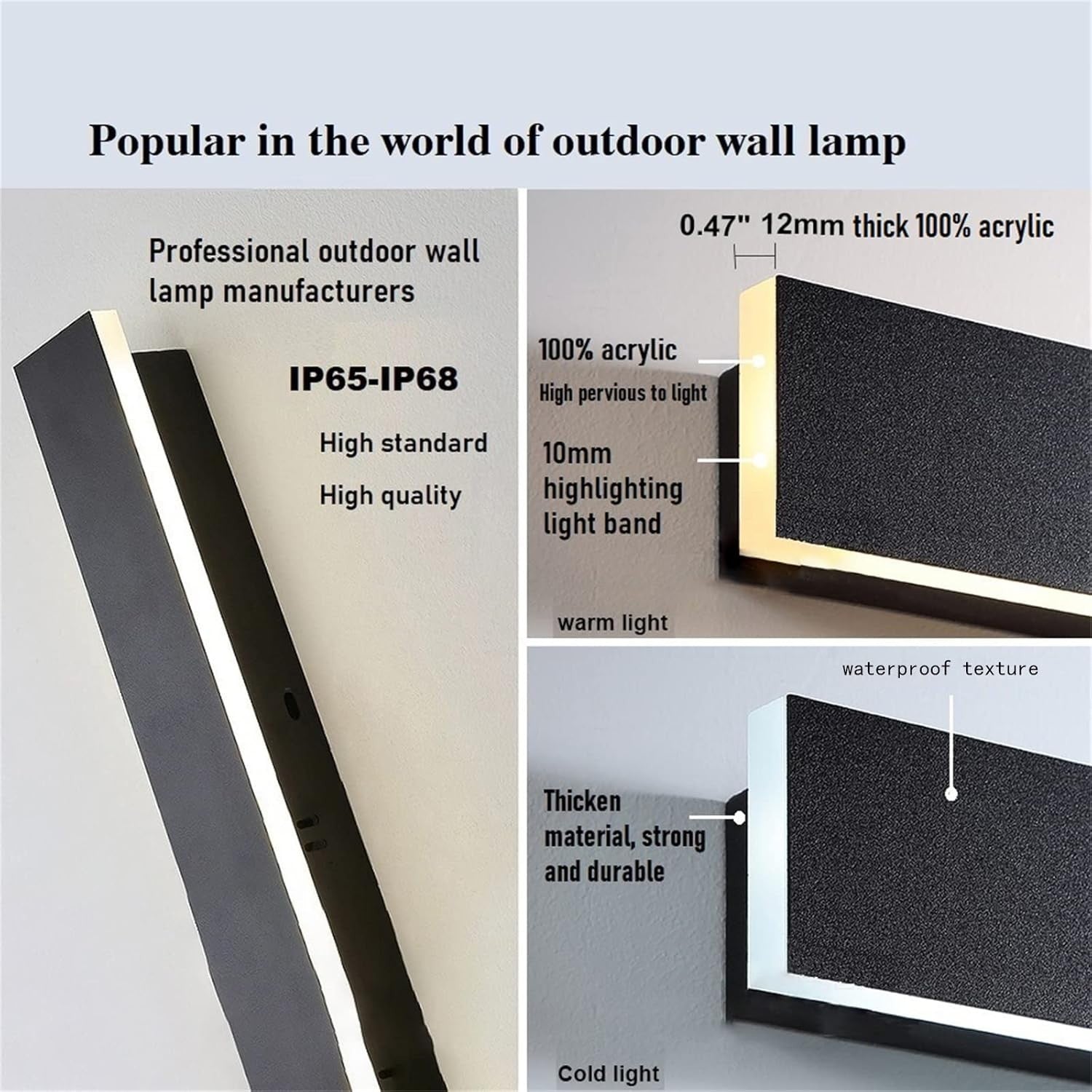 100cm 56W Dimmable LED Wall Light w/ Remote – IP65 Outdoor Sconce