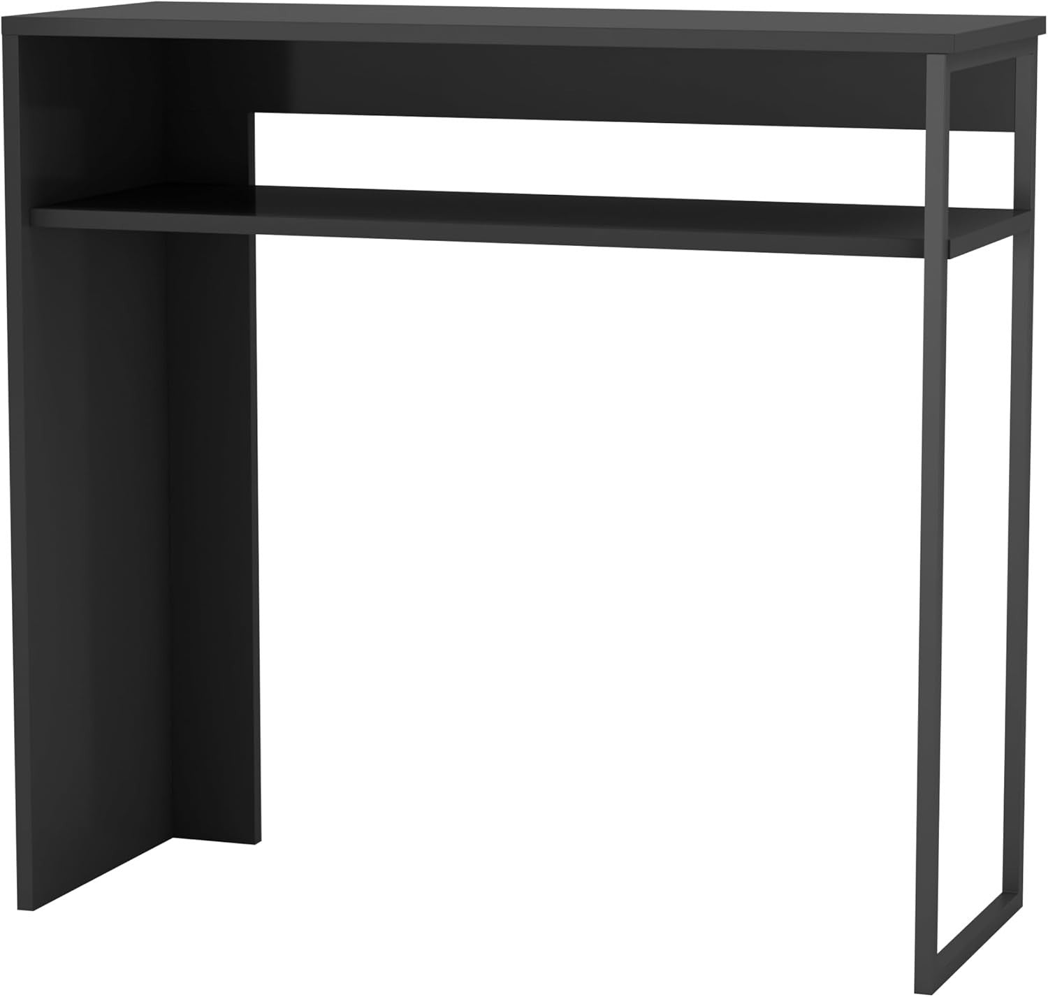 Black 80cm Wooden Console Table with Storage Shelf for Hallway & Living Room