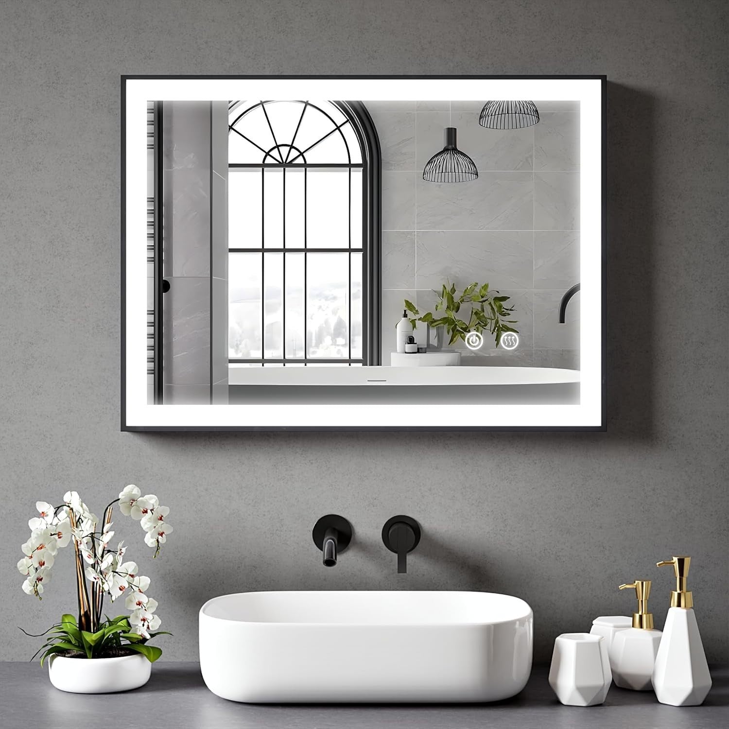 Illuminated LED Bathroom Mirror 70x50cm Dimmable Touch Control Anti-Fog