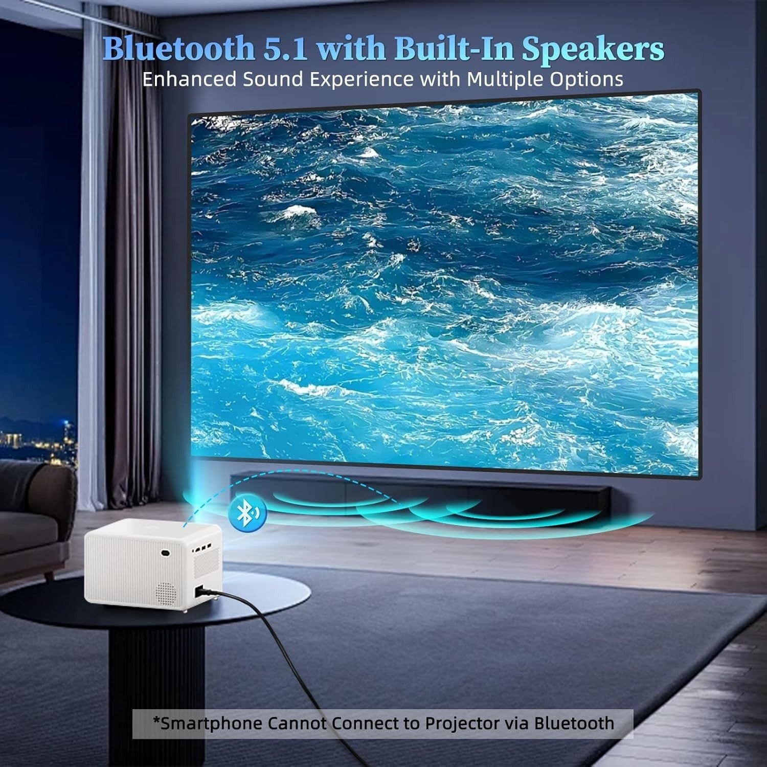 1080P WiFi Bluetooth Projector Portable Home Cinema HDMI Remote 5G