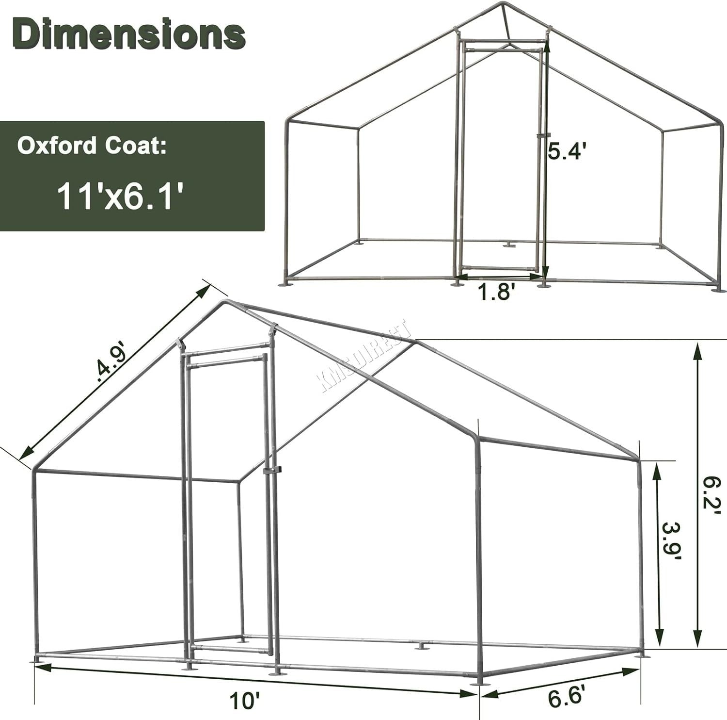 Walk In Chicken Run Outdoor Metal Pet Enclosure 3x2x2m Secure Cage
