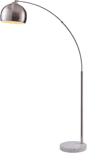 Arc Floor Lamp Silver Nickel Bell Shade Marble Base Modern Standing Light