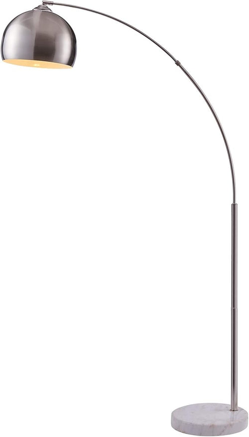 Arc Floor Lamp Silver Nickel Bell Shade Marble Base Modern Standing Light