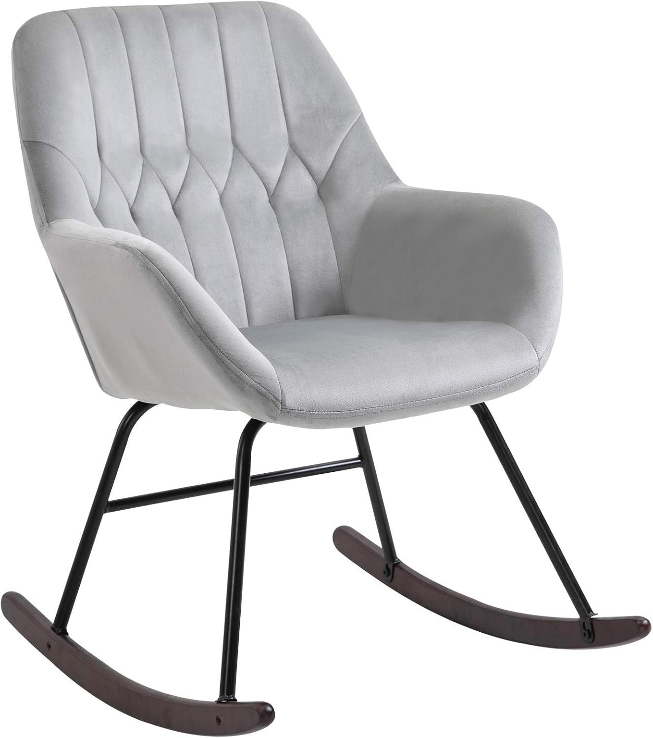Modern Rocking Chair with Soft Padded Seat & Steel Frame – Cozy Accent Seat