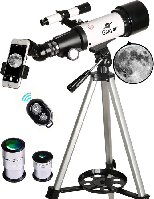 70mm Telescope for Kids and Beginners with Tripod and Wireless Remote