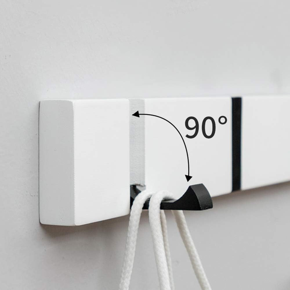 Wall Mounted Coat Hook Rack 2 Pack White Wood Foldable Hooks for Hallway Home