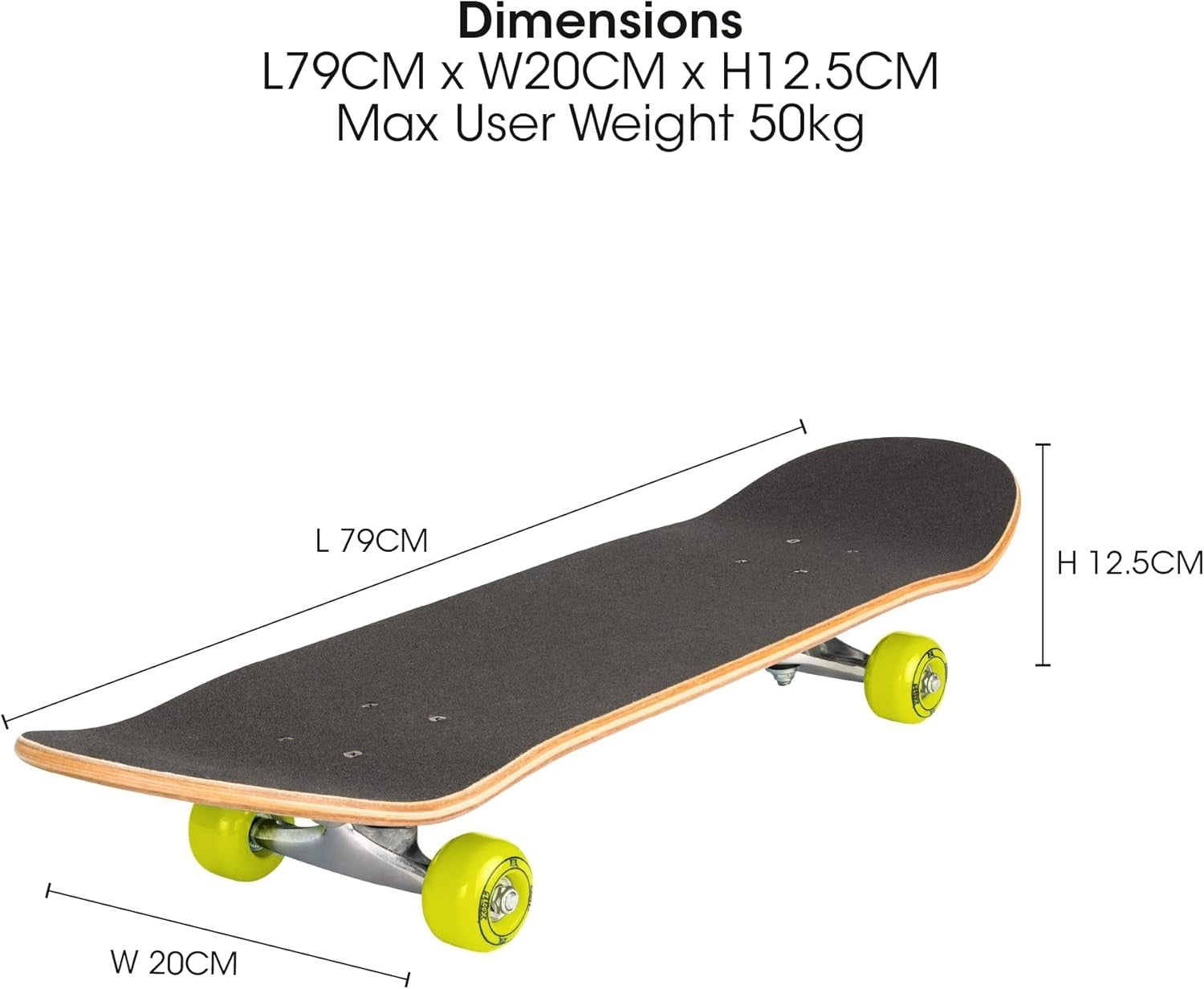 31in Maple Double Kick Skateboard Youth Beginner Trick Board Yellow